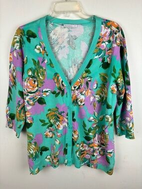 Issac Mizrahi Lightweight Floral Cardigan-3/4 Sleeve-Women’s 1X
